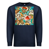 Navy western indian coffee cups with aztec seamless pattern bbs Premium Sweatshirt - BundleAndBundleShop