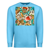Ocean Blue western indian coffee cups with aztec seamless pattern bbs Premium Sweatshirt - BundleAndBundleShop