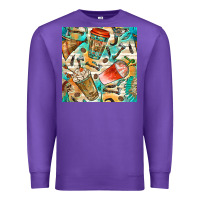 Purple western indian coffee cups with aztec seamless pattern bbs Premium Sweatshirt - BundleAndBundleShop