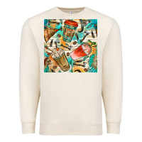 Sandshell western indian coffee cups with aztec seamless pattern bbs Premium Sweatshirt - BundleAndBundleShop