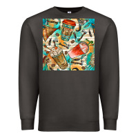 Smoke western indian coffee cups with aztec seamless pattern bbs Premium Sweatshirt - BundleAndBundleShop