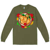 Army Green empanadas plate and roses Long Sleeve Tee - AdoDesignShop