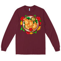 Burgundy empanadas plate and roses Long Sleeve Tee - AdoDesignShop