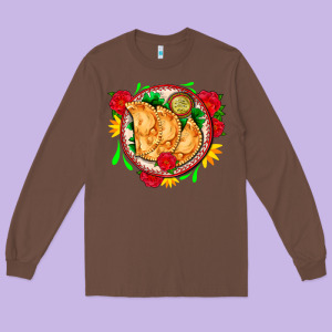 Empanadas Plate And Roses Long Sleeve Tee Designed By Adodesignshop