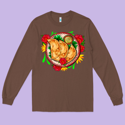Empanadas Plate And Roses Long Sleeve Tee Designed By Adodesignshop