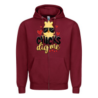 Burgundy chicks dig me Zipper Hoodie - MaliasSmallBusiness
