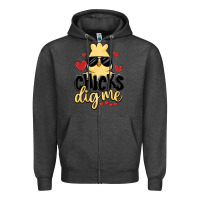 Charcoal Heather chicks dig me Zipper Hoodie - MaliasSmallBusiness