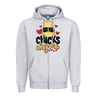 Heather Grey chicks dig me Zipper Hoodie - MaliasSmallBusiness