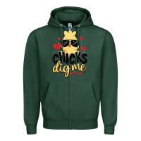 Sports Green chicks dig me Zipper Hoodie - MaliasSmallBusiness