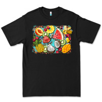 Black summer fruits background Premium Tee - BarkalooDesign