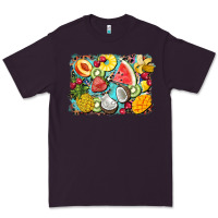 Plum summer fruits background Premium Tee - BarkalooDesign