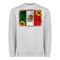 Heather Grey mexico flag background Heavyweight Sweatshirt - HRA Design Shop