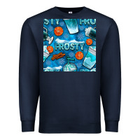 Navy winter frosty coffee cups and snow seamless pattern bbs Premium Sweatshirt - BundleAndBundleShop