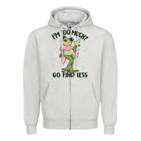 Dove Grey i'm too much go find less boujee frog Zipper Hoodie - MaliasSmallBusiness