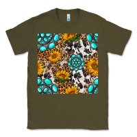 Army Green western gemstone and sunflower seamless pattern Classic Tee - BundleAndBundleShop