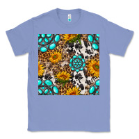 Colony Blue western gemstone and sunflower seamless pattern Classic Tee - BundleAndBundleShop