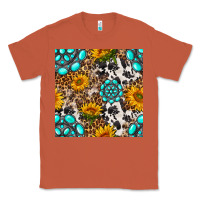Copper western gemstone and sunflower seamless pattern Classic Tee - BundleAndBundleShop
