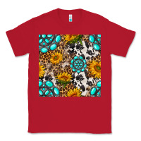 Red western gemstone and sunflower seamless pattern Classic Tee - BundleAndBundleShop