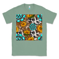 Sage western gemstone and sunflower seamless pattern Classic Tee - BundleAndBundleShop