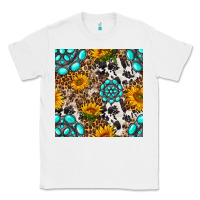 White western gemstone and sunflower seamless pattern Classic Tee - BundleAndBundleShop