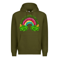 Army Green happy st patricks day rainbow and shamrock Premium Hoodie - RanaPortraitStore