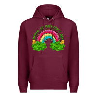 Burgundy happy st patricks day rainbow and shamrock Premium Hoodie - RanaPortraitStore