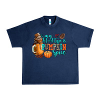 Navy my blood type is pumpkin spice Urban Heavy Tee - AdoDesignShop