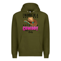 Army Green i wanna be a cowboy baby Premium Hoodie - AdoDesignShop