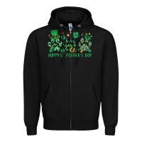 Black happy st.patrick's day Zipper Hoodie - MaliasSmallBusiness