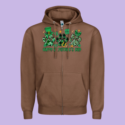 Happy St.patrick's Day Zipper Hoodie Designed By Maliassmallbusiness