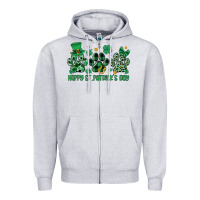 Heather Grey happy st.patrick's day Zipper Hoodie - MaliasSmallBusiness