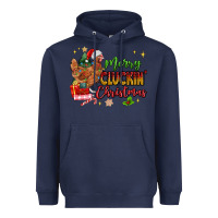 Navy Merry Cluckin' Christmas Heavyweight Hoodie - MaliasSmallBusiness