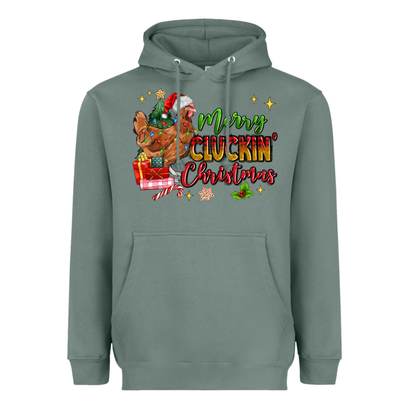 Merry Cluckin' Christmas Heavyweight Hoodie by MaliasSmallBusiness | Teevron