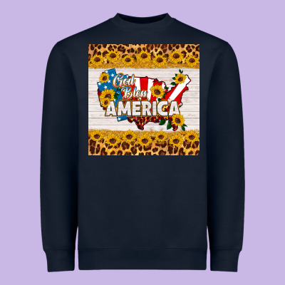 God Bless America Square Coaster Heavyweight Sweatshirt Designed By Hra Design Shop