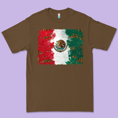 Premium Tee Mexican Flag With Leopard