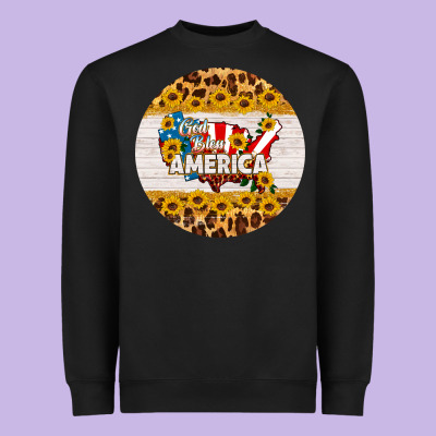 God Bless America Round Coaster Heavyweight Sweatshirt Designed By Hra Design Shop