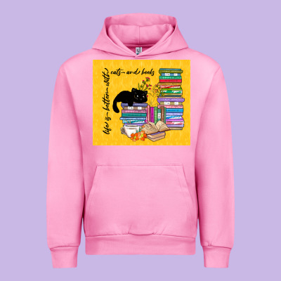 Life Is Better With Cats And Books Urban Hoodie Designed By Tumblerdesignbyshophia