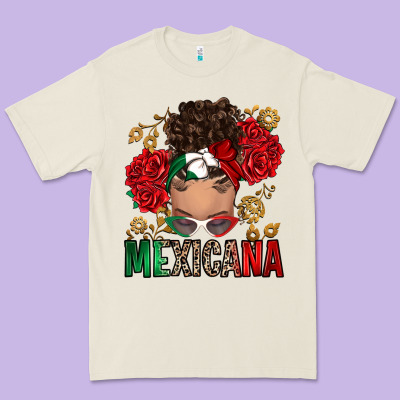 Premium Tee Mexicana Latina messy bun