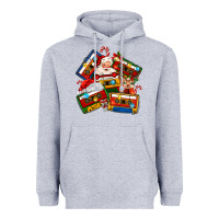 Heather Grey christmas cassette tapes Heavyweight Hoodie - MaliasSmallBusiness