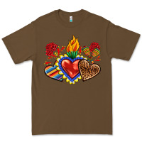 Cacao Sacred heart with leopard and serape heart Premium Tee - RanaPortraitStore