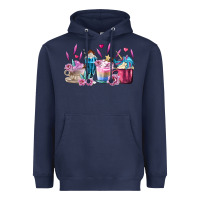 Navy Unicorn Coffee Cups Heavyweight Hoodie - MaliasSmallBusiness