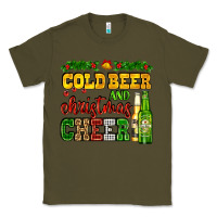 Army Green cold beer and christmas cheer with beer bottles Classic Tee - AdoDesignShop