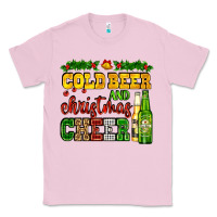 Bubblegum Pink cold beer and christmas cheer with beer bottles Classic Tee - AdoDesignShop