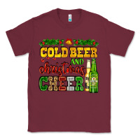 Burgundy cold beer and christmas cheer with beer bottles Classic Tee - AdoDesignShop