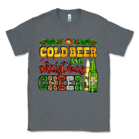 Charcoal Heather cold beer and christmas cheer with beer bottles Classic Tee - AdoDesignShop