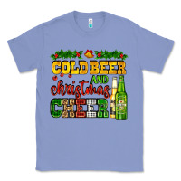 Colony Blue cold beer and christmas cheer with beer bottles Classic Tee - AdoDesignShop