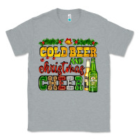 Heather Grey cold beer and christmas cheer with beer bottles Classic Tee - AdoDesignShop