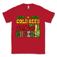 Red cold beer and christmas cheer with beer bottles Classic Tee - AdoDesignShop