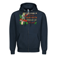 Navy if my book is open your mouth should be closed malia Zipper Hoodie - MaliasSmallBusiness