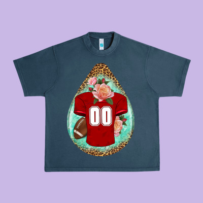 American Football And Western Roses Teardrop Urban Heavy Tee Designed By Bundleandbundleshop